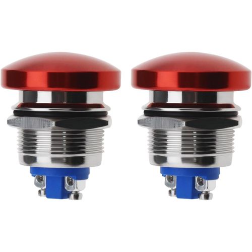 ERYI-Be In Your Mind 2pcs Rouge Champignon Tête Bouton Interrupteur Étanche Bouton Poussoir Interrupteur en Alliage d'aluminium R[5581]