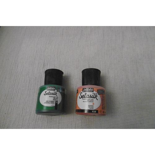 Pebeo Flacon 45ml Peinture Sur Soie Setasilk Lot De 2 : Saumon Et Vert Orient