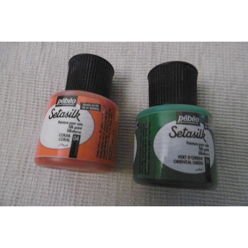 Pebeo Flacon 45ml Peinture Sur Soie Setasilk Lot De 2 : Corail Et Vert Orient