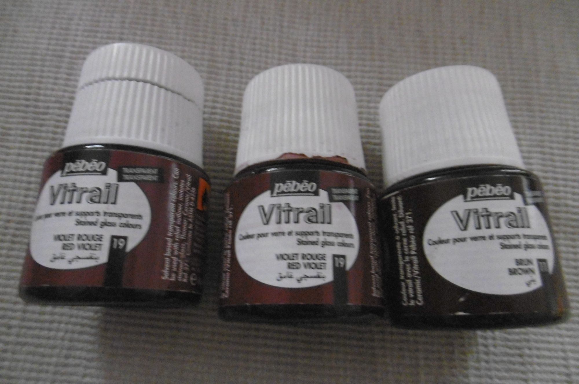 Pebeo Flacon 45ml Peinture Vitrail Lot De 3 : 1 Marron Et 2 Violet