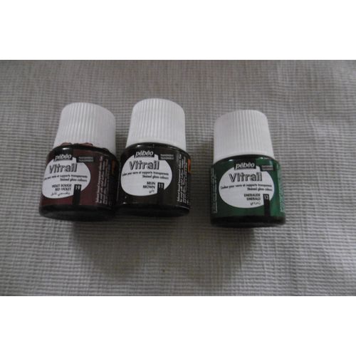 Pebeo Flacon 45ml Peinture Vitrail Lot De 3 : Marron, Vert, Violet