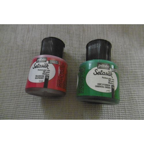 Pebeo Flacon De 45ml Peinture Sur Soie Setasilk : Lot De 2 Framboise Et Vert Orient