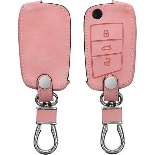 Eryi-Accessoire Clef De Voiture Compatible Avec Vw Golf 7 Mk7 3-Bouton - Coque De Clé De Voiture En Nubuck - Rose Ancien[5428]