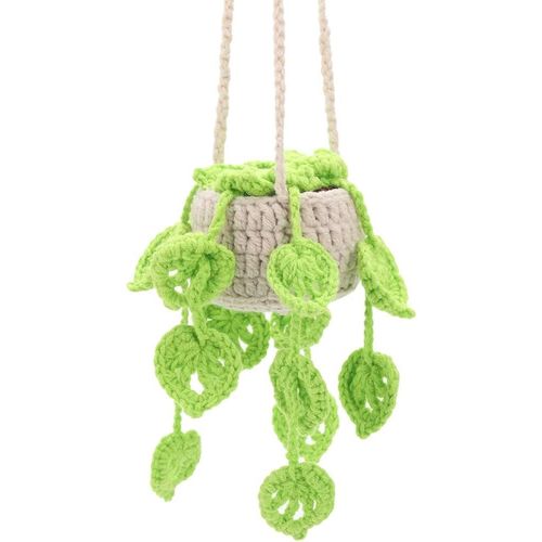 ERYI-Plantes en Pot Mignonnes au Crochet de Voiture à Suspendre Panier Plante Tricotée Plante Voiture Miroir Cintre Décor Suspend[5223]