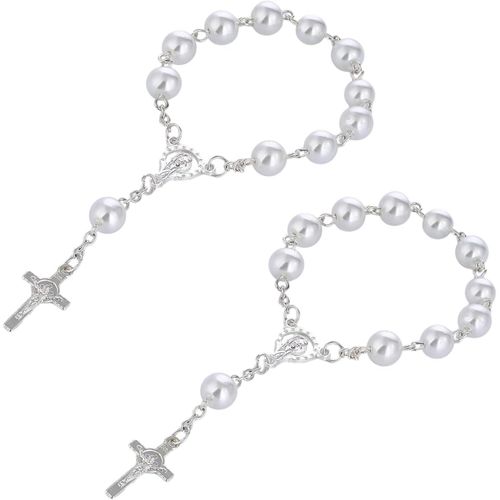 Eryi-Lot De 2 Chaînes Croisées Perlées Pour Rétroviseur De Voiture, Accessoires De Voiture, Mini Chapelet, Intérieur De Voiture P[5680]