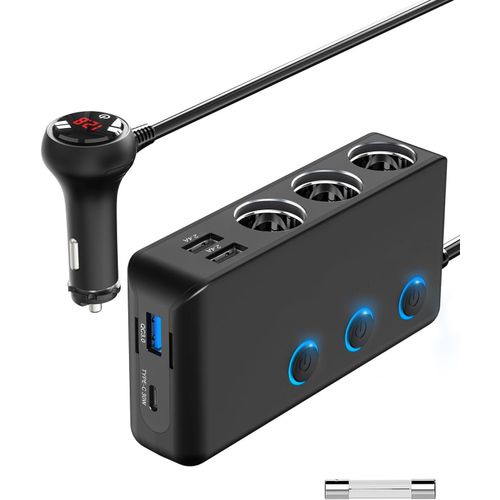Eryi-Pd 30w Adaptateur Prise Multi Allume-Cigare, 12v/24v Chargeur De Voiture À 3 Prises Usb Avec 4 Usb Ports Interrupteur Séparé[3031]