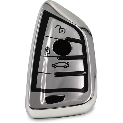 Eryi-Finest-Folia Coque De Clé De Voiture Pour 3 Boutons - En Tpu Chromé Brillant - Accessoire De Voiture Bd (Chromé Argenté)[2815]