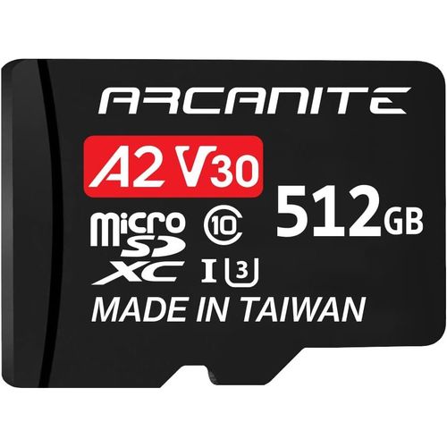 512Gb Microsdxc Memory Card With Adapter - A2, Uhs-I U3, V30, 4K, C10, Micro Sd