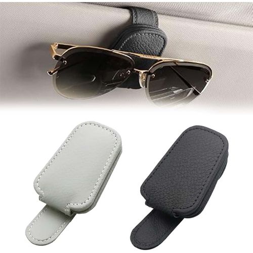 Eryi-2 Pièces Porte Lunettes Pour Voiture, Cuir Clip De Support De Lunettes De Visière De Voiture, Pour Lunettes De Soleil Carte [2926]