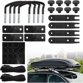 Eryi-Kit De 4 Supports Universels Pour Coffre De Toit Étriers En U Robustes Colliers De Serrage 8 Contre-Écrous Et 2 Bandages Acc[705]