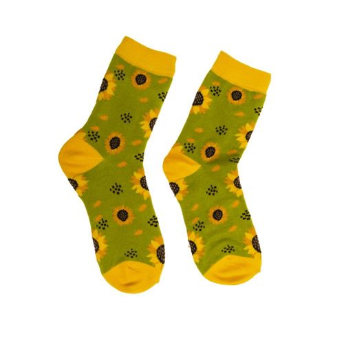 PAIRE DE CHAUSSETTES COTON VERT TOURNESOL FEMME