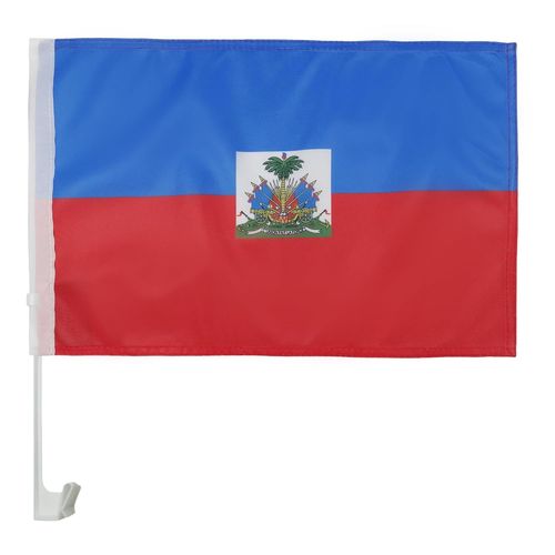 Eryi-- Drapeau Haïti Pour Décoration Voiture Avec Attaches En Pvc Et Système D'accroche - Car Flag Haïtien - 100% Polyester - 50g[1432]