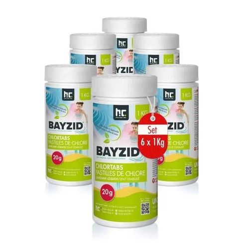 6 x 1 Kg Pastilles de chlore lent stabilisé de 20g