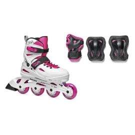 Rollers Enfant Rollerblade Fury Combo - Réglable Sur 4 Tailles - Blanc/Rose - Tige En Mesh Junior Fit