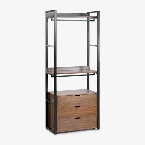 Armoire Ouverte Avec Tiroirs En Acier Et Bois Ariaster Noir