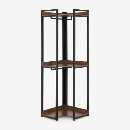 Armoire Ouverte D'angle En Acier Et Bois Ariaster Noir