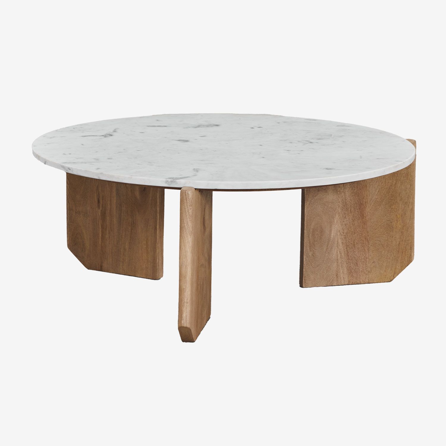 Table Basse Ronde Lavinia En Pierre Naturelle Et Bois De Manguier Bois Naturel Ø85 Cm