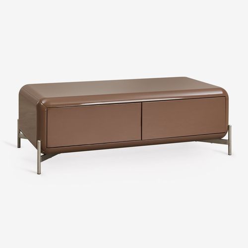 Table Basse Rectangulaire 120x60 Cm En Mdf Alazne Camel Brun