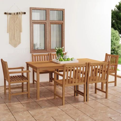 Prolenta Premium - Ensemble À Manger De Jardin 7 Pcs Bois De Teck Massif
