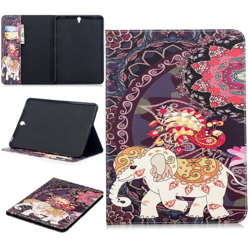 Tablet Étui Pour Samsung Galaxy Tab S3 9,7 Pouces (Sm-T820/T825) Pu Cuir Couverture Magnétique Housse Totem D'éléphant Motif Stent Fonction Flip Cuir Pour Galaxy Tab S3 9,7.[F1310]