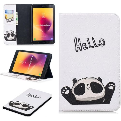 Tablet Étui Pour Samsung Galaxy Tab A (8,0 Pouces) 2017 / T380 T385 Pu Cuir Couverture Magnétique Housse Panda Say Hello Motif Stent Fonction Flip Cuir.[F1287]