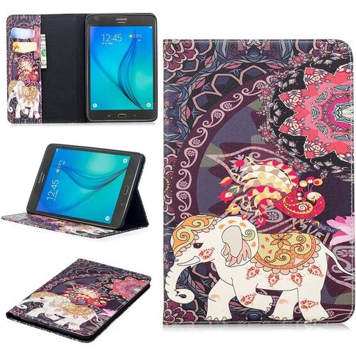 Tablet Étui Pour Samsung Galaxy Tab A 8,0 Pouces/Sm-T350 Pu Cuir Couverture Magnétique Housse Totem D'éléphant Motif Stent Fonction Flip Cuir Pour Galaxy Tab A 8,0 T350.[F1295]