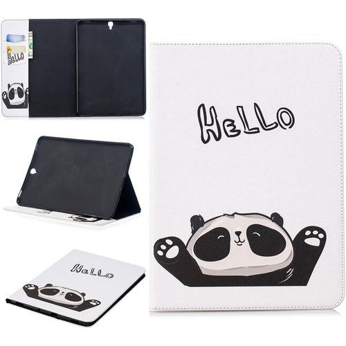 Tablet Étui Pour Samsung Galaxy Tab S3 9,7 Pouces (Sm-T820/T825) Pu Cuir Couverture Magnétique Housse Panda Say Hello Motif Stent Fonction Flip Cuir Pour Galaxy Tab S3 9,7.[F1305]