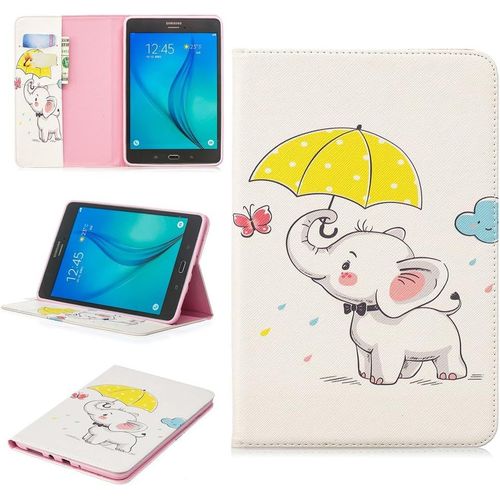 Tablet Étui Pour Samsung Galaxy Tab A 8,0 Pouces/Sm-T350 Pu Cuir Couverture Magnétique Housse Parapluie D'éléphant Motif Stent Fonction Flip Cuir Pour Galaxy Tab A 8,0 T350.[F1270]