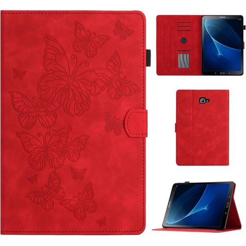 Coque Pour Samsung Galaxy Tab A 10.1 2016 Étui De Protection Case Tablette Housse Sm T580/T585 Smart Cover Avec Réveil/Veille Auto Pour Samsung Galaxy Tab A6 10.1 2016 (Sm-T580/T585), Rouge.[F3995]