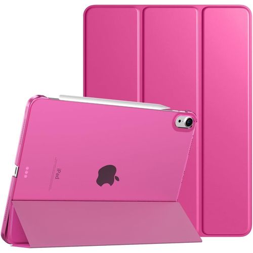 Coque Pour Ipad Air 11 Pouces M2 2024, Ipad Air 6, Ipad Air 5/4e Gén (2022/2020), Étui De Protection Magnétique Mince Avec Dos Transparent, Étui Sommeil/Réveil Auto, Bégonia Rouge.[F3812]