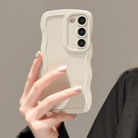 Coque Pour Samsung Galaxy S23 Fe 5g, Curly Wave Frame Silicone Etui En Ultra Léger Et Mince Housse De Téléphone En Forme 3d Souple Tpu Bumper Cover Pour Filles Femme Anti-Rayures - Beige.[S865]