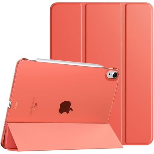Coque Pour Ipad Air 11 Pouces M2 2024, Ipad Air 6, Ipad Air 5/4e Gén (2022/2020), Étui De Protection Magnétique Mince Avec Dos Transparent, Étui Sommeil/Réveil Auto, Orange Corail.[F3834]