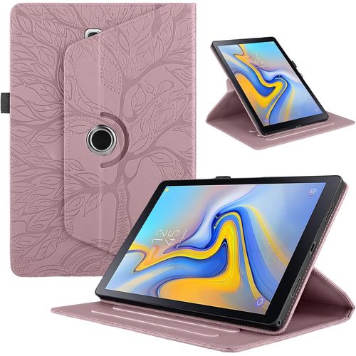 Coque Pour Tablette Samsung Galaxy Tab A 10.5"" 2018 Sm-T590/T595 Étui Housse Pu Cuir 360°Rotatif Support Protection Flip Coque Pour Samsung Galaxy Tab A 10.5"" 2018 Cover, Rose Gold Arbre.[F1720]