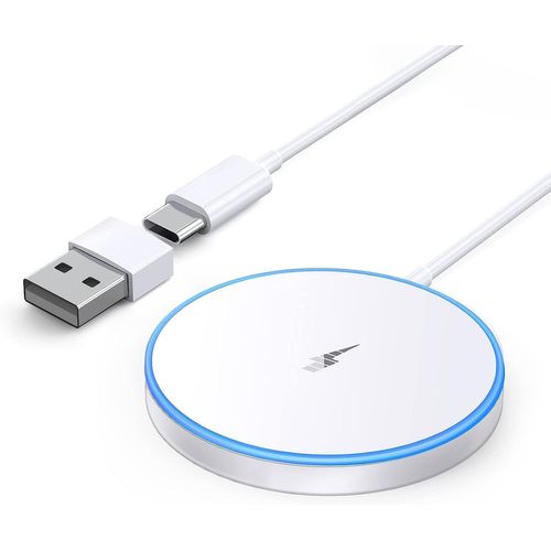 Chargeur Induction Magnétique Pour Iphone, Chargeur 15w Rapide Magsafe Compatible Avec Apple, Chargeur Blanc Sans Fil Pour Iphone, Station De Charge Pour Apple Et Airpods.[F2195]