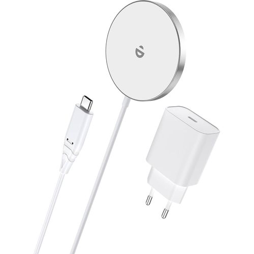 Chargeur Induction Rapide Compatible Magsafe Avec Prise Adaptateur Secteur 20w Type Usb-C,Magnétique Sans Fil Charger Pour Iphone 12/13/14/15 Series Et Airpods.[F1193]