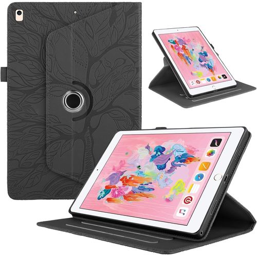 Coque Compatible Avec Ipad 10.2"" 2019/2018/2017 9th/8th/7th Gen Flip Pu Cuir 360°Rotatif Multi-Angle Stand Housse Arbre Rotating Tablette Protection Cover,Noir.[F1895]