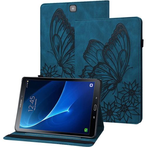 Coque Samsung Tab S2 9.7 Pouces Housse En Cuir Pu Papillon En Relief Portefeuille Etui De Protection Tablette Pour Samsung Galaxy Tab S2 9.7"" Sm-T810/T815/T815/T819 - Bleu Marine.[F4129]
