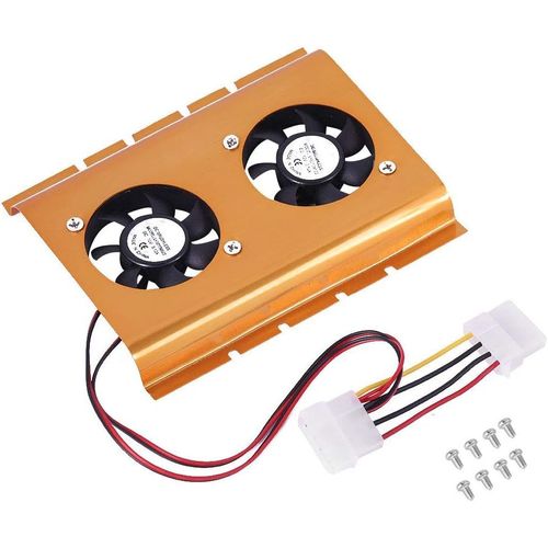Refroidisseur de Refroidissement à Double Ventilateur HDD, 3,5 ""Ventilateur à Disque Dur, Refroidisseur, doré, Refroidisseur à Disque Dur pour Disque Dur (Or).[S1059]