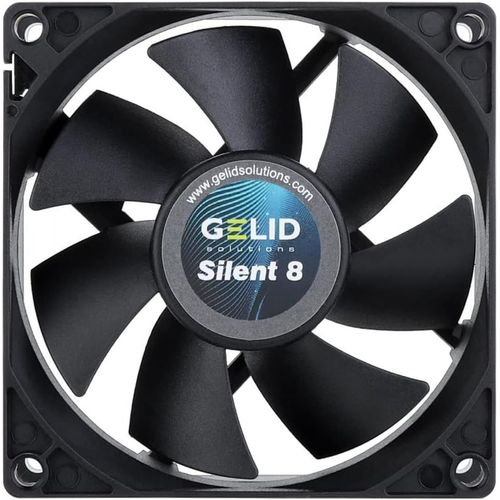 Silent 8 Noir | Ventilateur 80mm | Fonctionnement Silencieux | Pales de Ventilateur Optimisées | Débit d'air élevé | Connecteur 3 Broches | RPM 1600 | 80x80x25mm | Noir.[S1000]