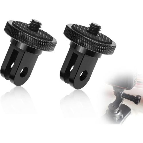 Pack de 2 Adaptateurs de Trépied, Adaptateur en Aluminium 1/4"", Adaptateur de Montage pour Mini Caméra, Compatible avec GoPro Hero et Autres Caméras d'action (Noir).[F1029]