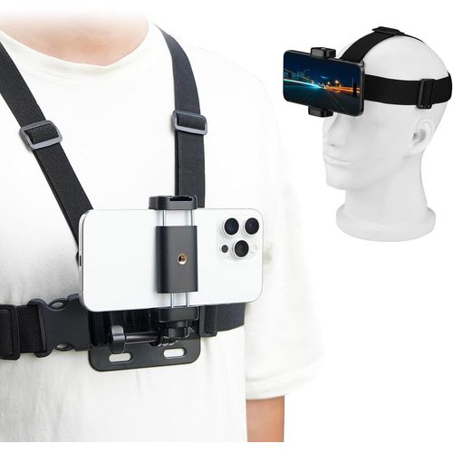 POV Support de poitrine pour iPhone, support de tête pour caméra d'enregistrement Vlog Body Harness Strap Holder Kit pour GoPro, pour DJI Osmo Pocket 3, pour Insta360 X3 X4, pour Samsung.[F1304]
