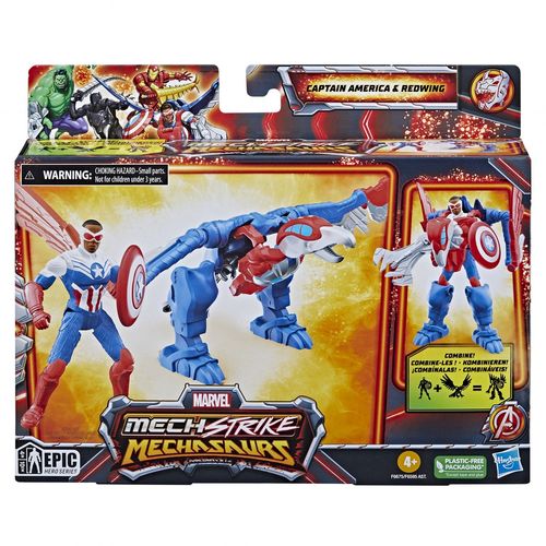 Marvel Classic Marvel Mech Strike Mechasaurs Captain America Avec Redwing Mechasaur