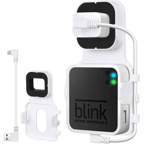 Boîtier de Protection Support Mural pour Module Blink Sync Module Support de Caméra Mural, Wall Mount sur Prise pour concentrateur WiFi de caméra de sécurité extérieure et intérieure Blink X.[F74]