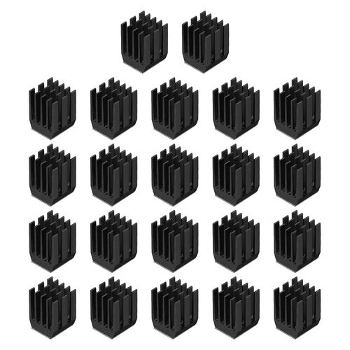 22pcs 9x9x12mm Dissipateur Thermique Aluminium Radiateur Chaleur Évier refroidissements avec Thermique Bleu Autocollant pour Puce CPU, Puissance Transistor, FET, IC, Noir.[S1393]