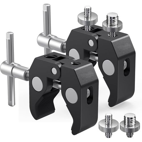2 Pièces Super Clamp Pince pour Trépied avec Filetage 1/4 et 3/8, Adaptateur de Vis pour Appareil Photo, Pince Magnétique Universelle pour Appareil Photo, Eclairage Flash, Trépied, Lumières .[F891]