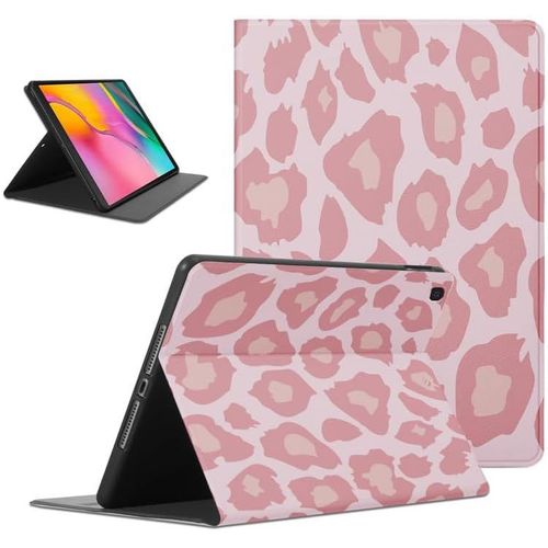Coque Compatible Avec Samsung Galaxy Tab A 10,1"" 2019, Ultra Fin En Cuir Pu Antichoc Anti-Rayures Avec Étui Housse Protection Fonction Support Tablette Case Cover, Aesthetic Rose Léopard.[F3626]