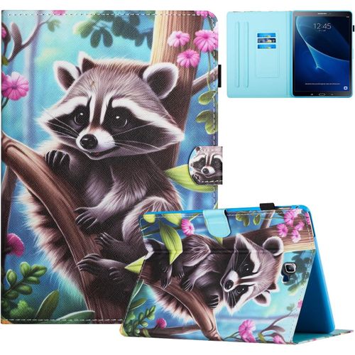 Coque Pour Tablette Samsung Galaxy Tab A 10.1 2016 Sm-T580 T585 Etui Housse Pu Cuir Flip Support Protection Cover Case Samsung Tab A 10.1"" 2016, Raton Laveur.[F4499]