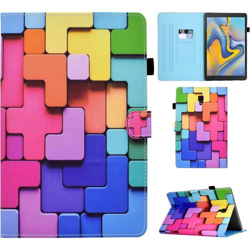 Coque Pour Samsung Galaxy Tab A 10.5 2018 Tablettete Housse Cuir Pu Etui De Flip Portefeuille Cover Case Avec Stand Fonction Für Samsung Galaxy Tab A 10.5 2018, Blocs.[F6258]