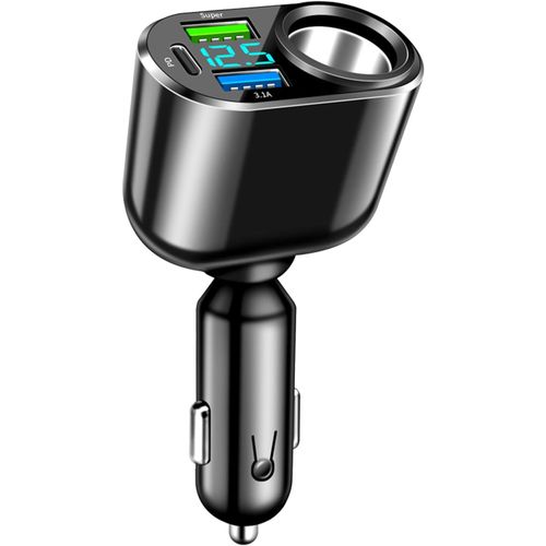 111w Usb C Chargeur Allume Cigare Usb Type C Chargeur De Voiture, 90w Voiture Adaptateur D'alimentation, 66w Charge Super Rapide & 30w Pd Chargeur De Voiture, Avec Voltmètre Led.(Noir).[F2105]