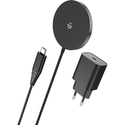 Chargeur Induction Rapide Compatible Magsafe Avec Prise Adaptateur Secteur 20w Type Usb-C,Magnétique Sans Fil Charger Pour Iphone 12/13/14/15 Series Et Airpods(Noir).[F2112]